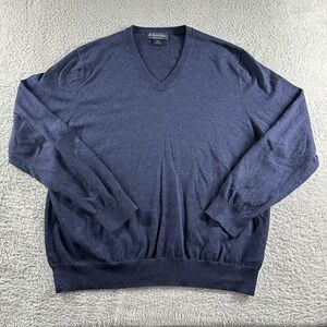 Brooks Brothers Sweater Mens XL Blue Supima Cotton V Neck Casual Dressy‎